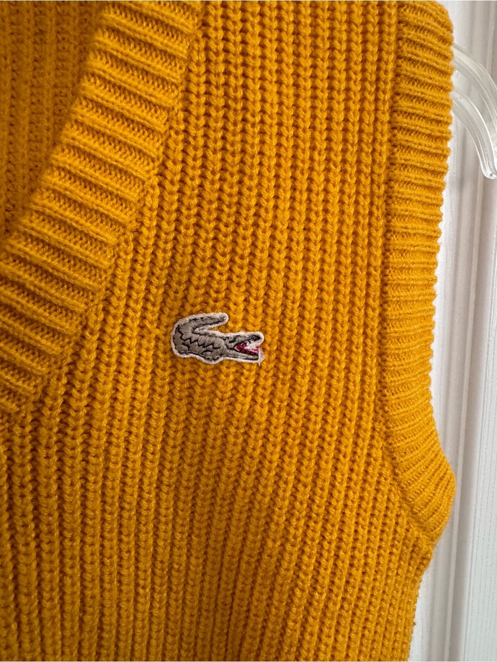 Lacoste Yellow Knit Vest with Crocodile Logo